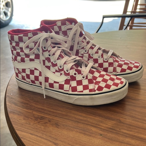Vans Red and White Checkered High-Tops - Picture 1 of 5